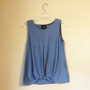 W5 Twist Front Knit Sleeveless Blue Top